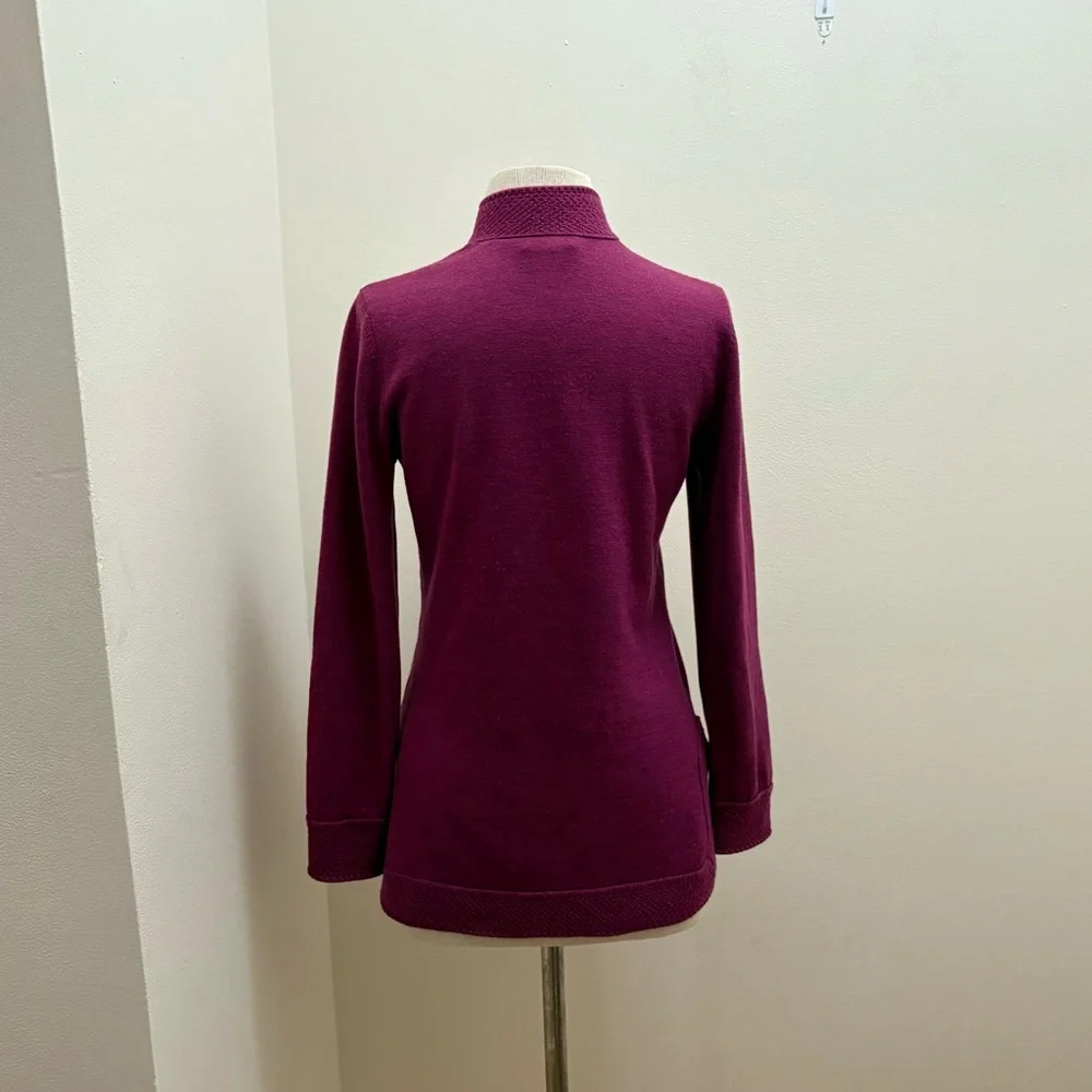 Tory Burch Purple High Neck 100% Merino Wool Sweater Size Small Old Money Preppy